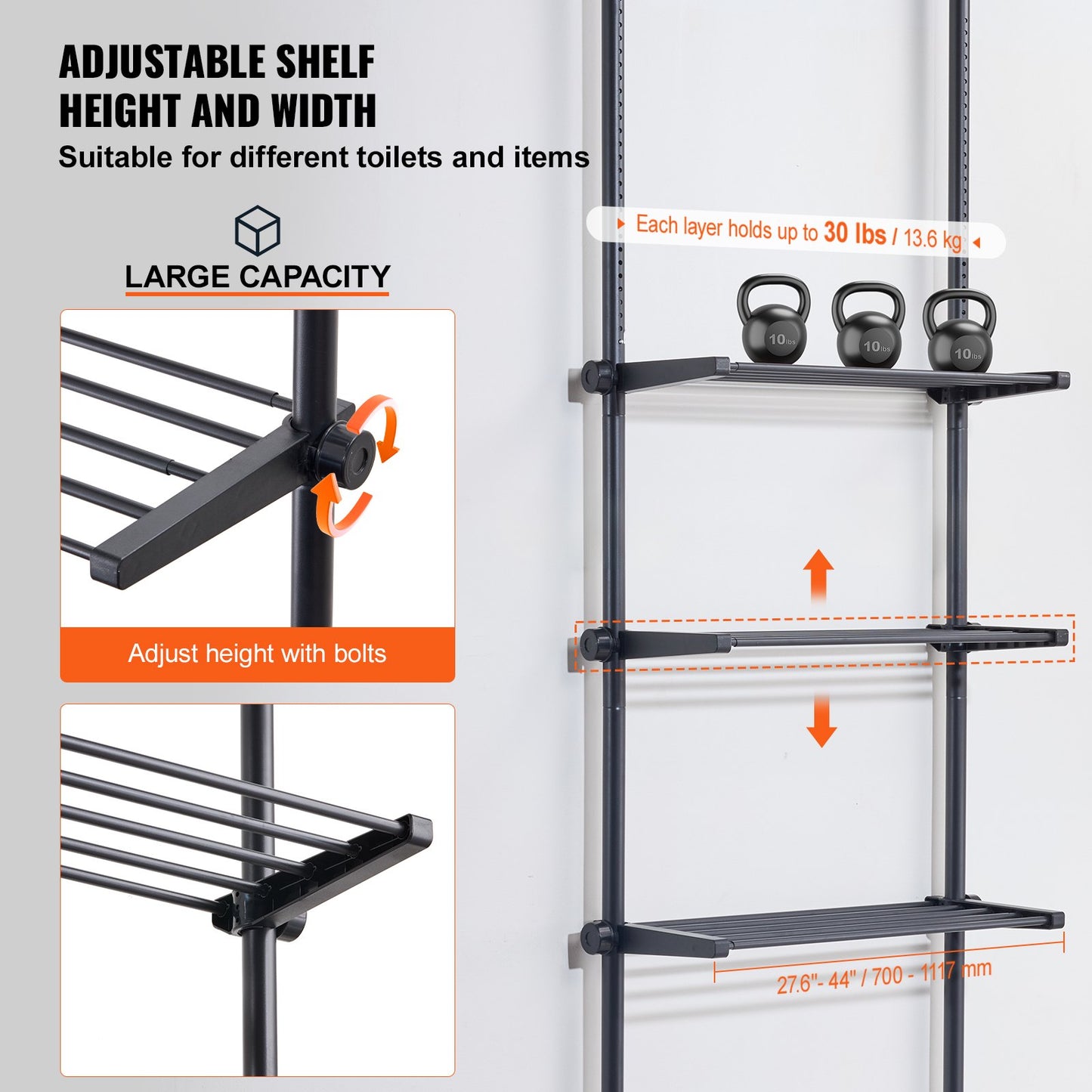 Över toaletten Förvaring 4-vånings badrum Hylla Rack Space Saver Organizer
