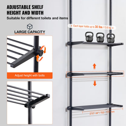 Över toaletten Förvaring 4-vånings badrum Hylla Rack Space Saver Organizer