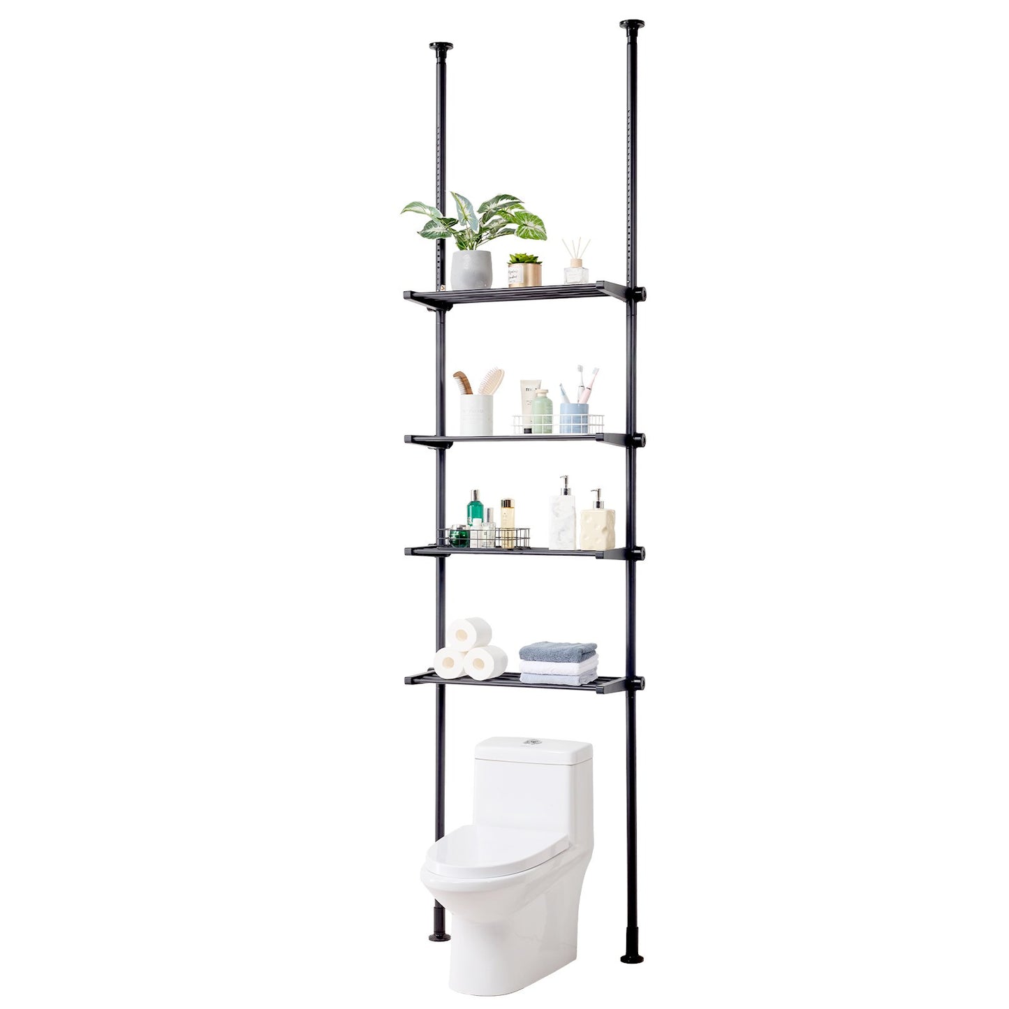 Över toaletten Förvaring 4-vånings badrum Hylla Rack Space Saver Organizer