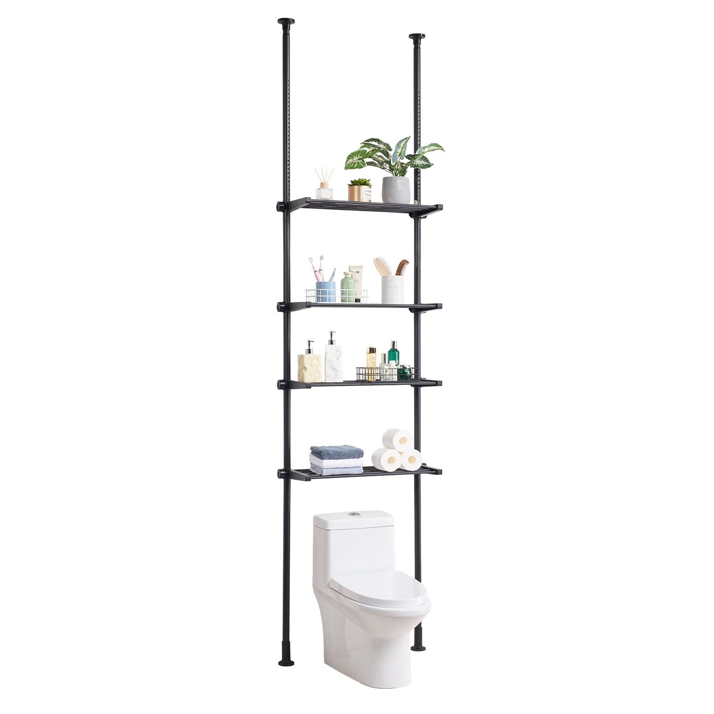 Över toaletten Förvaring 4-vånings badrum Hylla Rack Space Saver Organizer