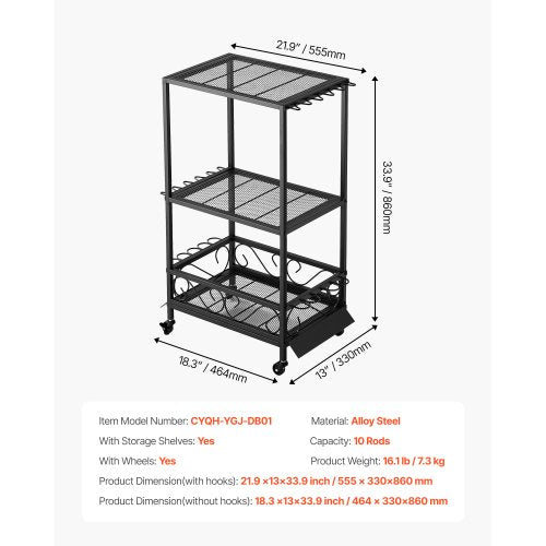10-Pol Angelrutenhalter Angelständer Garage Radwagen Organizer