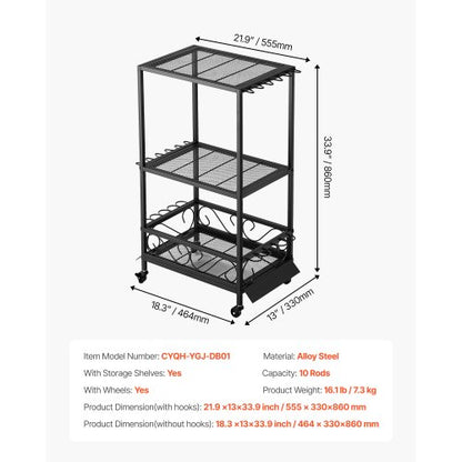 10-Pol Angelrutenhalter Angelständer Garage Radwagen Organizer