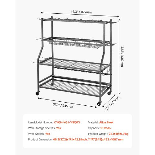 15-Pol Angelrutenhalter Angelständer Garage Radwagen Organizer