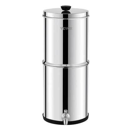 2.25G Gravity-matat vattenfilter bänkskivasystem rostfritt stål 2 filter