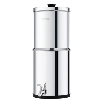 2.25G Gravity-matat vattenfilter bänkskivasystem rostfritt stål 2 filter