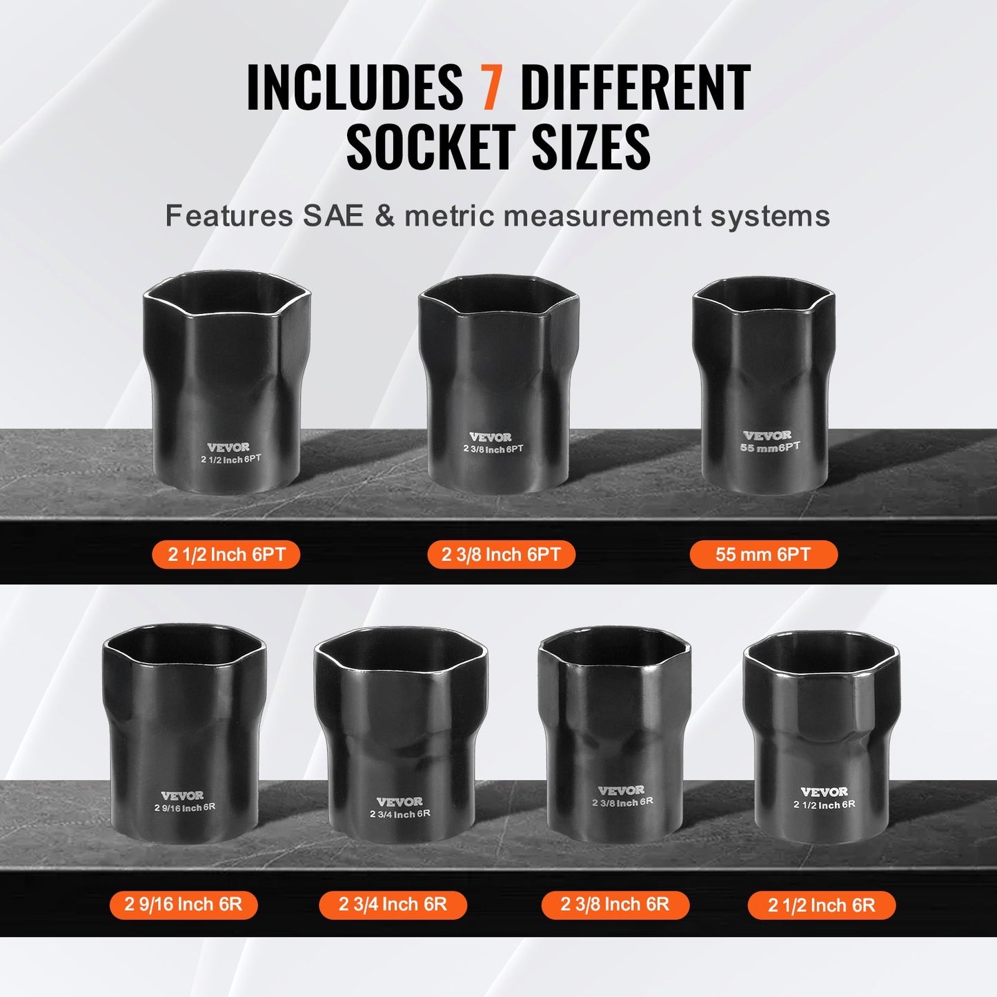 Wheel Bearing Locknut Socket Set, 1/2 inch Drive 7 Piece SAE and Metric 6-Point Socket for Ford, Dodge, and Toyota Vehicles, with Storage Case, Remove and Install Wheel Bearing Lock Nuts