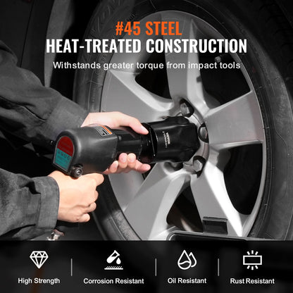 Wheel Bearing Locknut Socket Set, 1/2 inch Drive 7 Piece SAE and Metric 6-Point Socket for Ford, Dodge, and Toyota Vehicles, with Storage Case, Remove and Install Wheel Bearing Lock Nuts