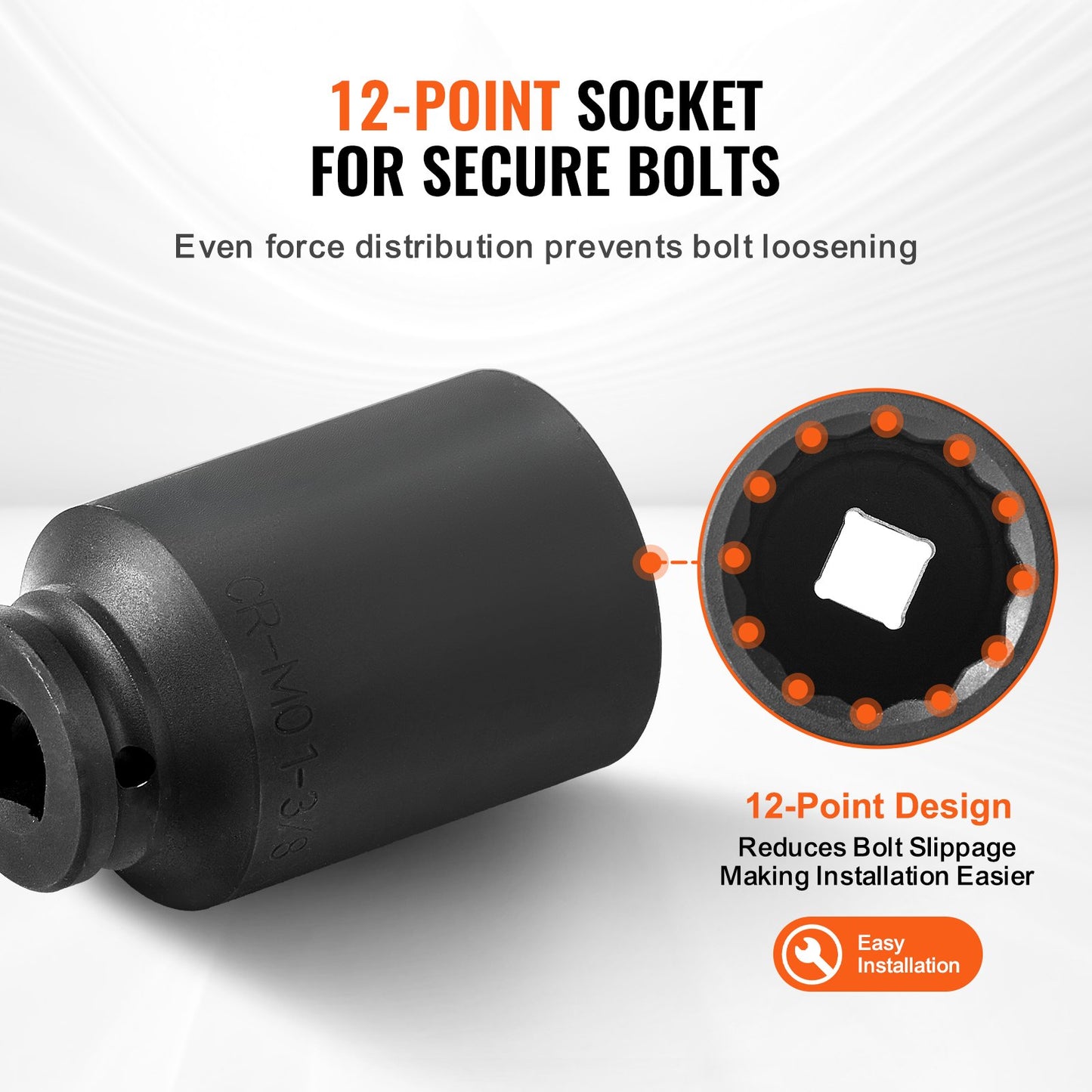Axle Nut Impact Socket Set, 1/2" Drive Deep 12-Point 8-Piece Metric Spindle Nut Socket Set, CR-MO Heat Treated Large Socket Set with Storage Case, Auto Repair, Removing or Installing Axle Nuts
