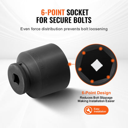 Axle Nut Impact Socket Set, 1/2" Drive 6-Point 4-Piece SAE Spindle Nut Socket Set, CR-MO Heat Treated Large Socket Set with Storage Case, for Auto Repair, Removing or Installing Axle Nuts