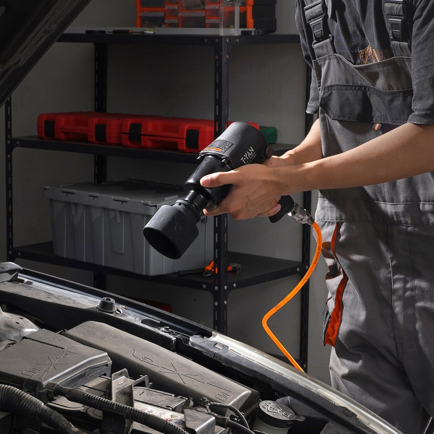 Axle Nut Impact Socket Set, 1/2" Drive 6-Point 4-Piece SAE Spindle Nut Socket Set, CR-MO Heat Treated Large Socket Set with Storage Case, for Auto Repair, Removing or Installing Axle Nuts