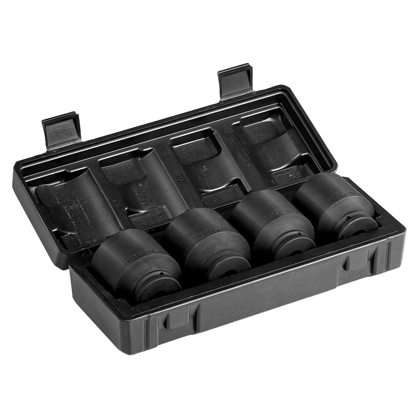 Axle Nut Impact Socket Set, 1/2" Drive 6-Point 4-Piece SAE Spindle Nut Socket Set, CR-MO Heat Treated Large Socket Set with Storage Case, for Auto Repair, Removing or Installing Axle Nuts