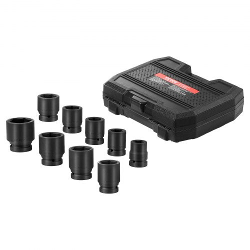 Axle Nut Impact Socket Set, 1" Drive 6-Point 9-Piece SAE Spindle Nut Socket Set, CR-MO Heat Treated Large Socket Set with Storage Case, for Auto Repair, Removing or Installing Axle Nuts