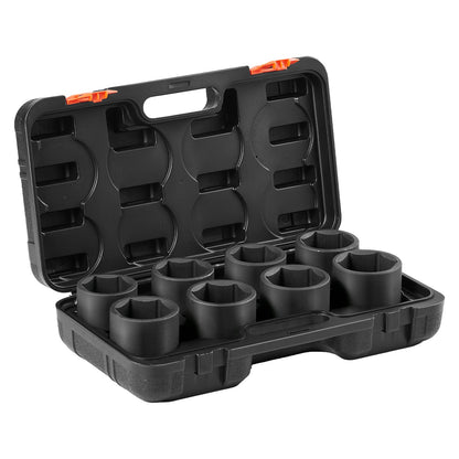Axle Nut Impact Socket Set, 3/4" Drive 6-Point 8-Piece SAE Spindle Nut Socket Set, CR-MO Heat Treated Large Socket Set with Storage Case, for Auto Repair, Removing or Installing Axle Nuts