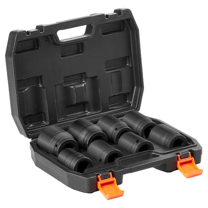 Axle Nut Impact Socket Set, 3/4" Drive 6-Point 8-Piece Metric Spindle Nut Socket Set, CR-MO Heat Treated Large Socket Set with Storage Case, for Auto Repair, Removing or Installing Axle Nuts