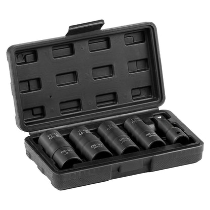 Lug Nut Impact Socket Set, 1/2 inch Drive Metric and SAE 6-Point Flip Socket Set, 4 Total Lug Nut Sizes, CR-MO Steel Wheel Socket Set with Storage Case and Extension Bar, for Auto Repair