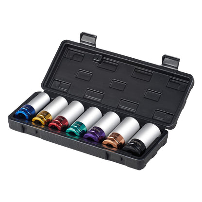 Schlagnuss-Steckschlüsselsatz, 1/2-Zoll-Antrieb, metrisch, 6-Kant, tiefe Stecknuss, 7-teilig