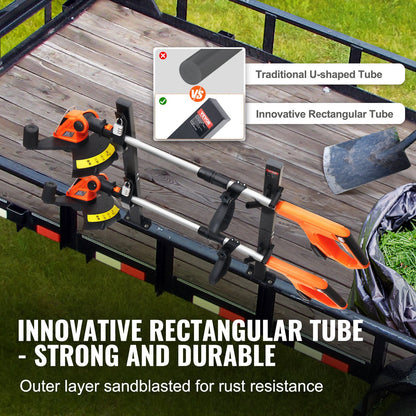 Trimmer-Gestell, 2-Fach Unkraut-Trimmer-Gestell, Trimmhalter-Anhänger-Gestellträger mit Passwortschloss aus Zinklegierung, montiert auf Landschafts-LKW-Anhänger, geschlossenes Trimmer-Gestell, Unkraut-Eater-Gestell, Paar