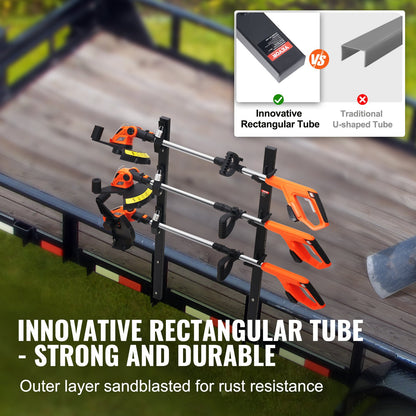 Trimmer Rack, 3-Plats Weeder Trimmer Rack, Låsande Trim Hållare Landskap Trailer Rack Bärare Montering på öppen pickup/släp Stängda trailers, par