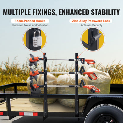 Trimmer Rack, 3-Plats Weeder Trimmer Rack, Låsande Trim Hållare Landskap Trailer Rack Bärare Montering på öppen pickup/släp Stängda trailers, par
