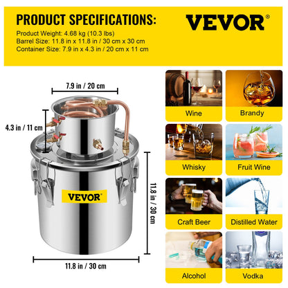 Vevor Moonshine Still Destillerie-Set, 5,5 Gallonen, Destillationsset für ätherische Öle mit Wasserpumpe