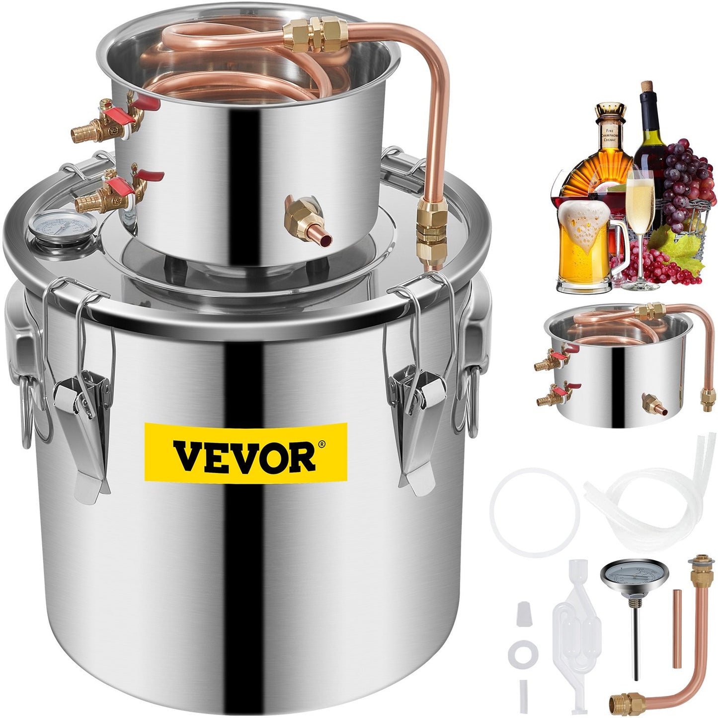 Vevor Moonshine Still Destillerie-Set, 5,5 Gallonen, Destillationsset für ätherische Öle mit Wasserpumpe