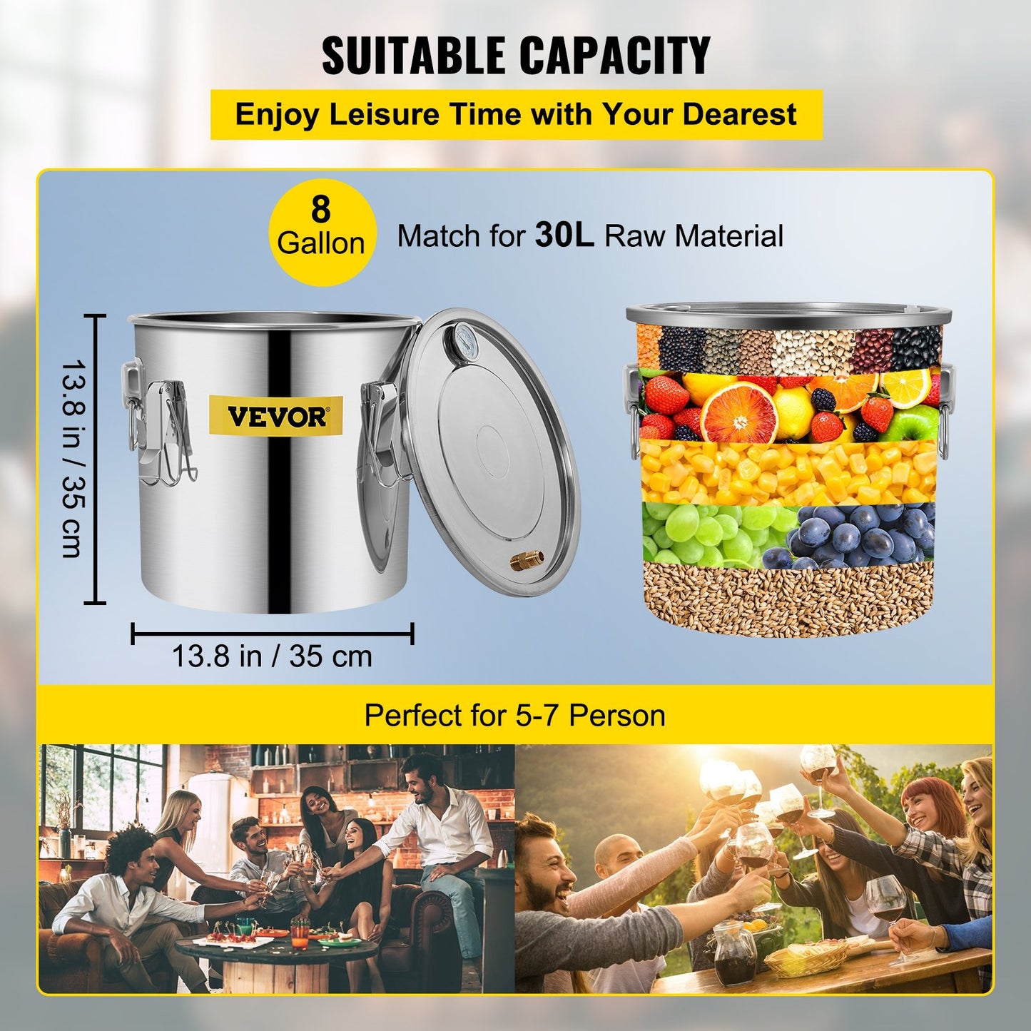 Alcohol Still 9.6Gal/38L, Alcohol Distiller with Circulating Pump, Alcohol Still Copper Tube, Whiskey Distilling Kit with Build-In Thermometer, Whiskey Making Kit for DIY Alcohol, Stainless Stee