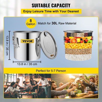 8.5 Gal Home Use Moonshine Still Brewing Stainless Steel Water Essential Oil Double Barrel