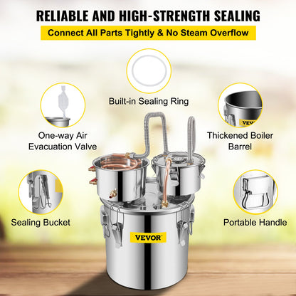 8.5 Gal Home Use Moonshine Still Brewing Stainless Steel Water Essential Oil Double Barrel