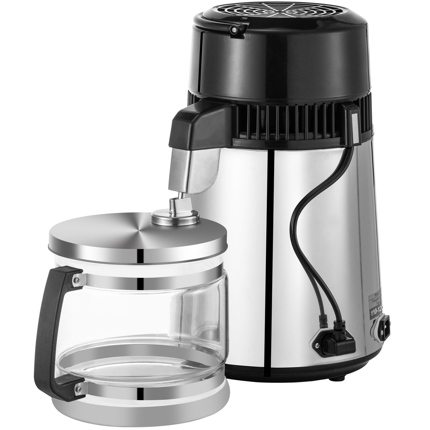 Silver Water Distiller Machine 750W Justerbar temperatur Water Distiller 4L vintillverkningsset Bryggsats Rostfritt stål inre destillerare med justerbar temperatur för kökshem