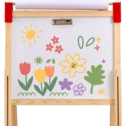 3-in-1-Kunststaffelei für Kinder, doppelseitige magnetische Schreibtafel aus Holz
