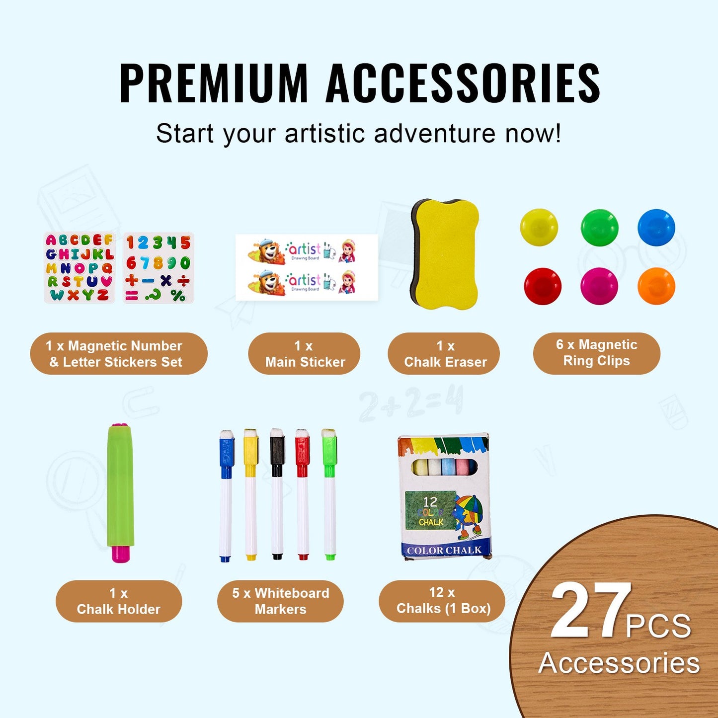 2-i-1 Kids Art staffli dubbelsidig magnetisk whiteboard svarta tavla roterande