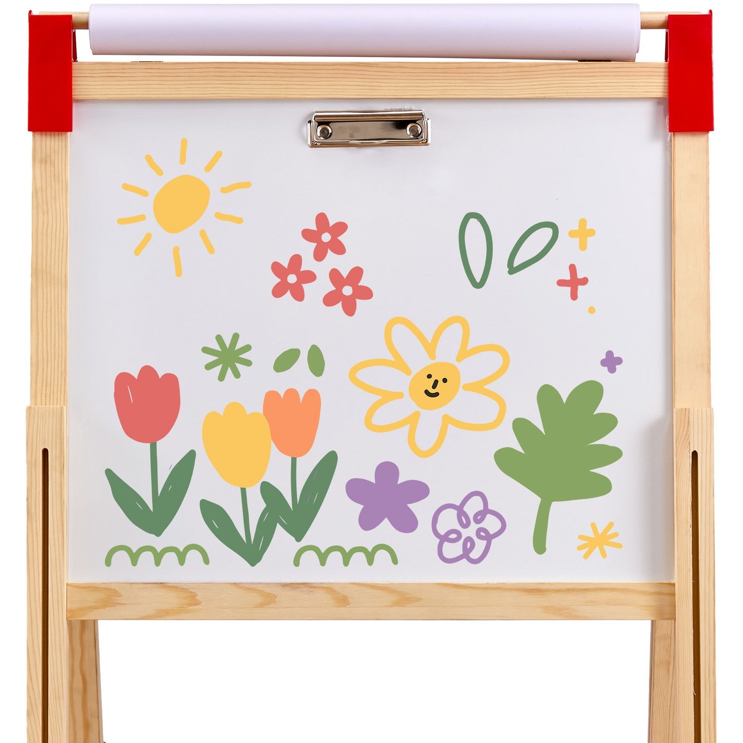 3-in-1-Kunststaffelei für Kinder, doppelseitige magnetische Schreibtafel aus Holz