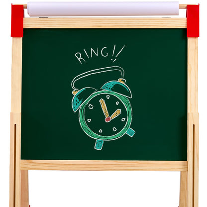 3-in-1-Kunststaffelei für Kinder, doppelseitige magnetische Schreibtafel aus Holz