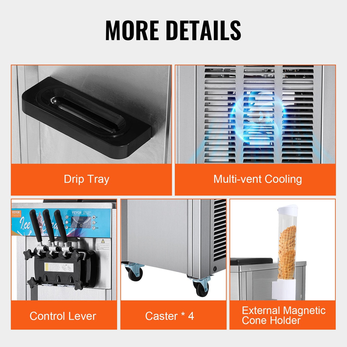 Kommerzielle Softeismaschine, 21–31 l/h, Ertrag 3 Geschmacksrichtungen