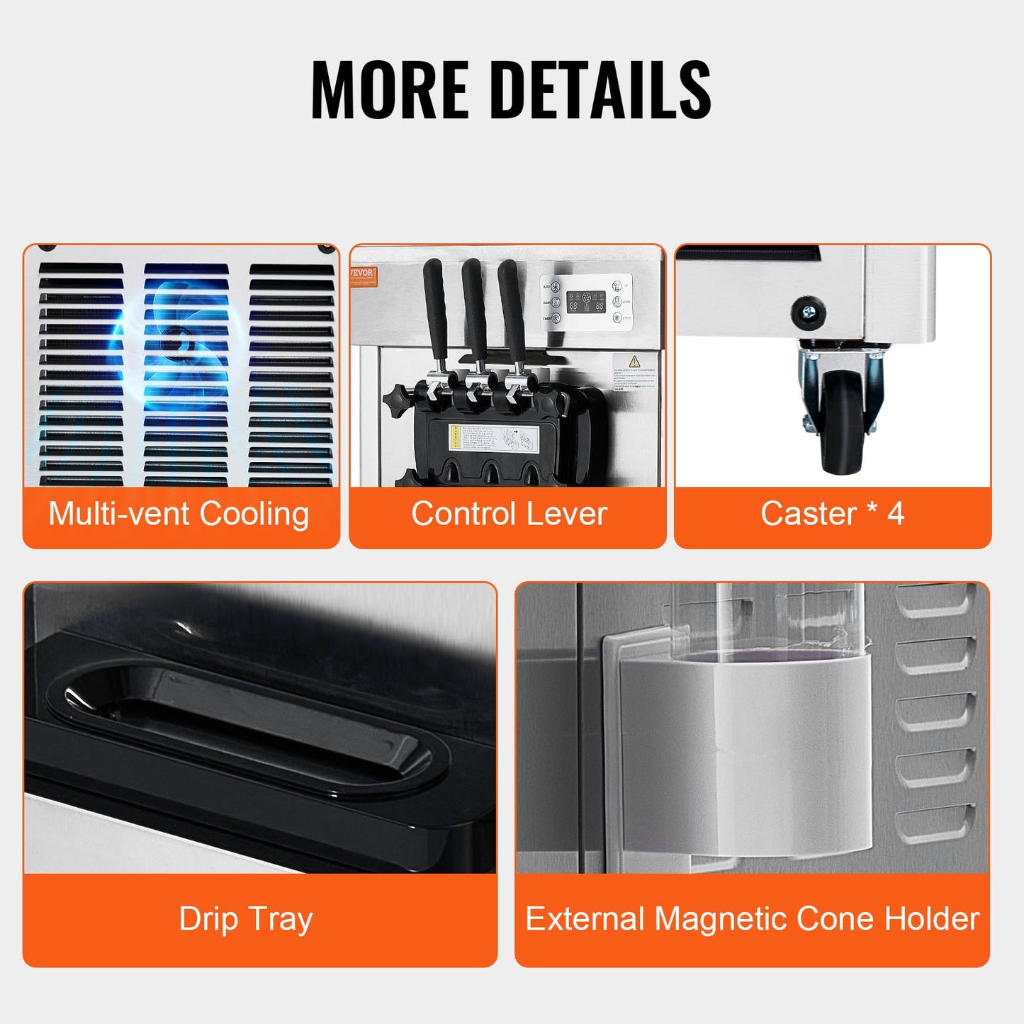 Kommerzielle Softeismaschine, 21–31 l/h, Ertrag 3 Geschmacksrichtungen