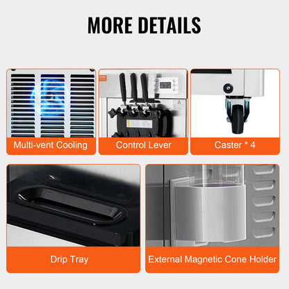 Kommerzielle Softeismaschine, 21–31 l/h, Ertrag 3 Geschmacksrichtungen