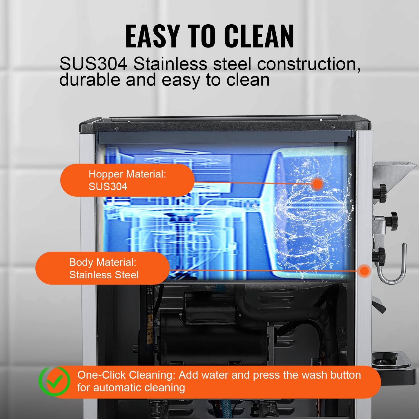 Commercial Ice Cream Machine, 20-25L/H Yield, 2400W 1-Flavor Hard Serve Ice Cream Maker, 8L Stainless Steel Cylinder, Digital Display Auto Clean Adjustable Hardness, for Restaurant Snack Bars