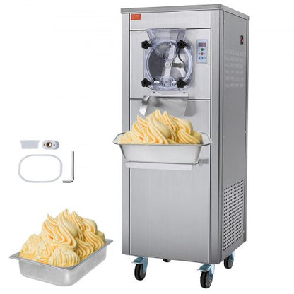 Ice Cream Maker for Commercial Use, Produces 18 Liters per Hour, 1780W, Offers Single Flavor, Equipped with Wheels, 6L Stainless Cylinder, LED Display, Automatic Cleaning & Pre-cooling Functi