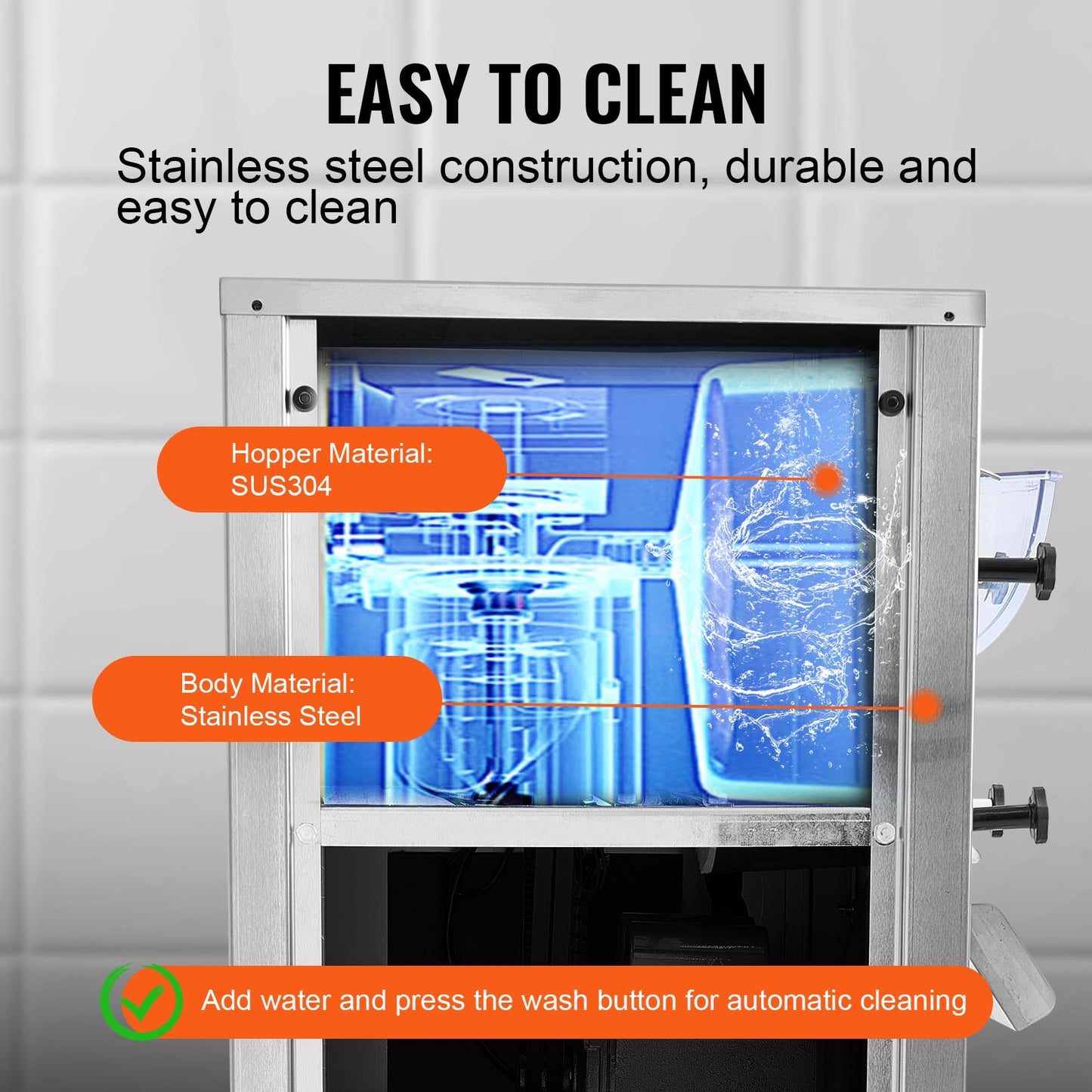 Ice Cream Maker for Commercial Use, Produces 18 Liters per Hour, 1780W, Offers Single Flavor, Equipped with Wheels, 6L Stainless Cylinder, LED Display, Automatic Cleaning & Pre-cooling Functi