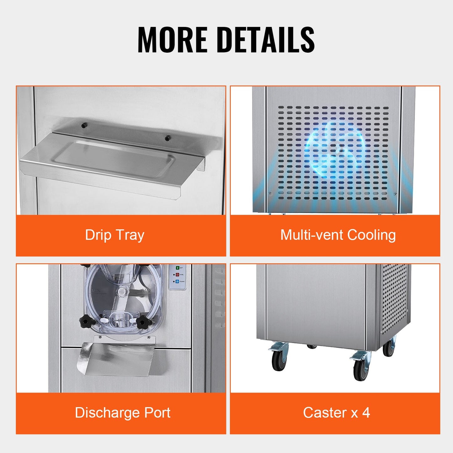 Kommerzielle Eismaschine für harte Portionen, 18 l/h, für einfachen Geschmack.