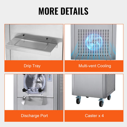 Kommerzielle Eismaschine für harte Portionen, 18 l/h, für einfachen Geschmack.