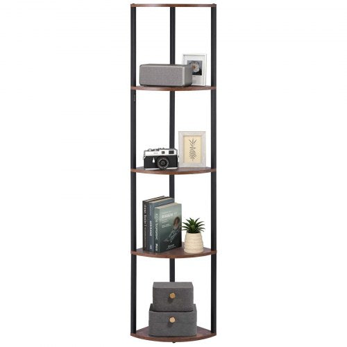 5-tier corner shelf tall corner rack with LED light narrow display shelf