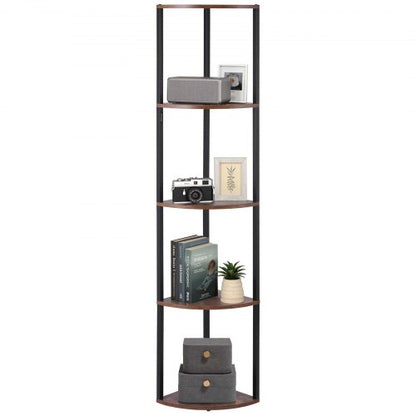 5-tier corner shelf tall corner rack with LED light narrow display shelf