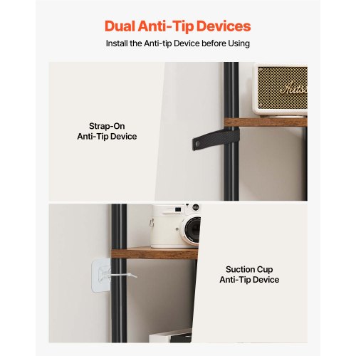 5-tier corner shelf high corner rack with LED lighting and doors narrow shelf