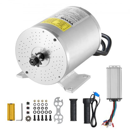 1800W Electric Brushless DC Motor Kit - 48V 4500rpm Motor with Upgraded Speed Controller and Throttle Grip Kit for Go Karts E-Bike Motorcycle Scooter DIY