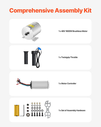 1800W elektrisk borstlös DC-motorsats 48V 4500rpm motor med styrenhet