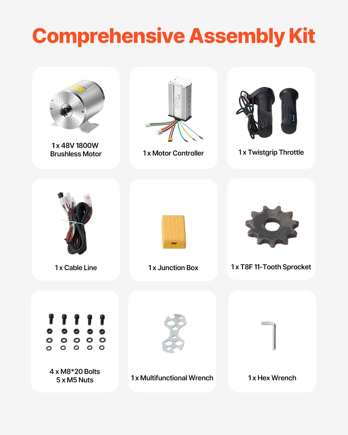 1800W elektrisk borstlös DC-motorsats 48V 4500rpm med uppgraderad styrenhet