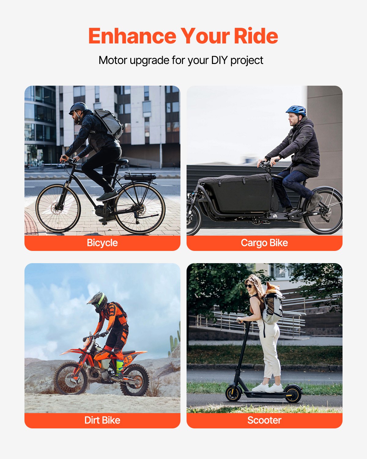 1800W elektrisk borstlös DC-motor 48V 4500rpm Motor för E-Bike Dirt Bike