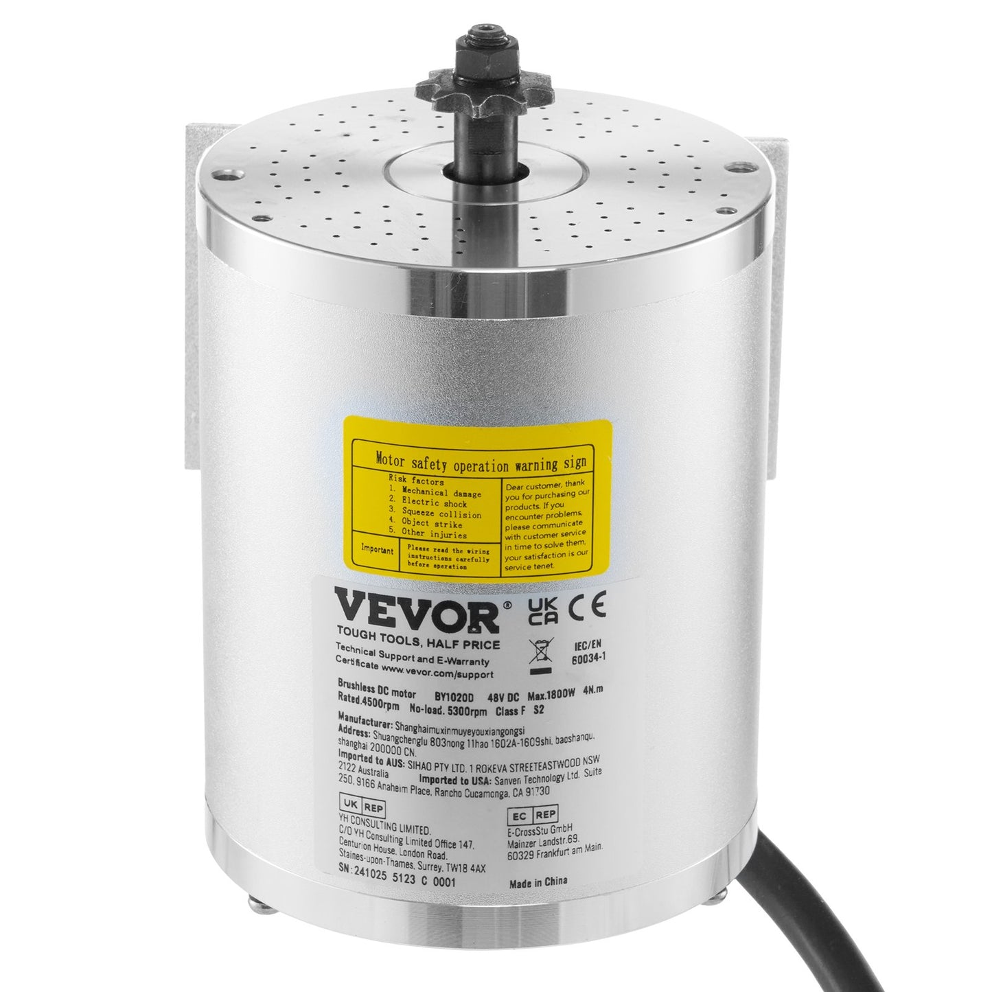 1800W elektrisk borstlös DC-motorsats 48V 4500rpm med hastighetsregulator