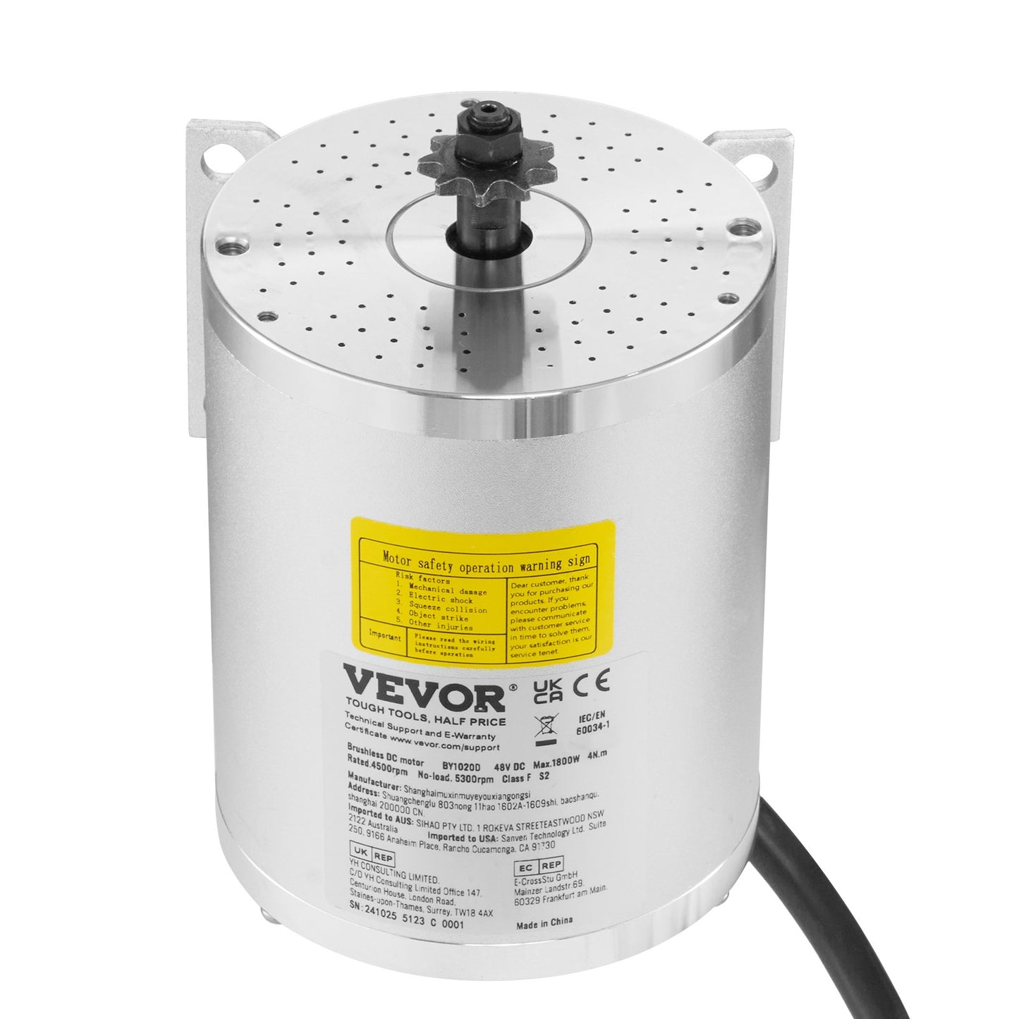 1800W elektrisk borstlös DC-motorsats 48V 4500rpm med hastighetsregulator